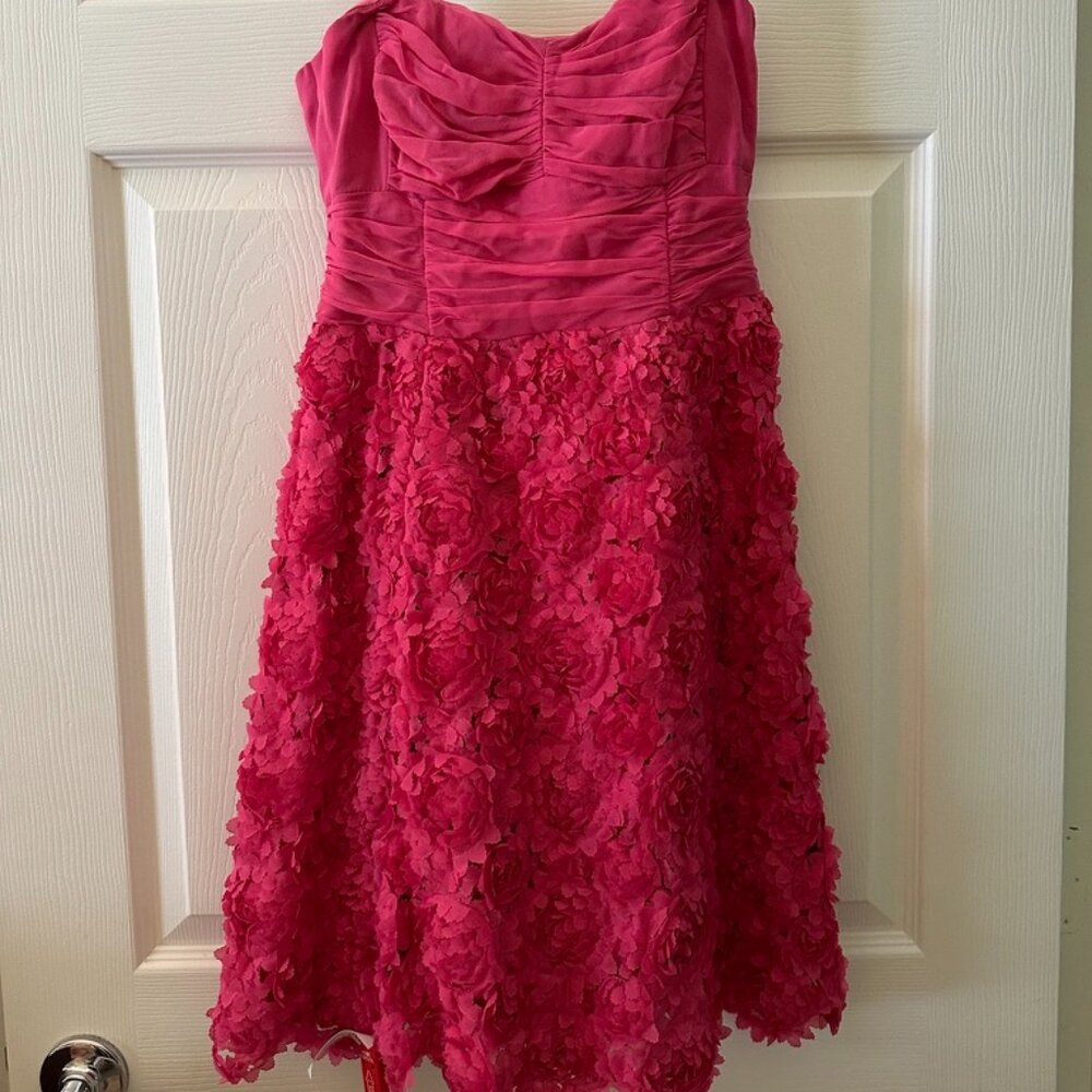 NWT Nanette Lepore Exotic Bloom Dress Magenta 3D Floral Appliqué Size 4 Style 12